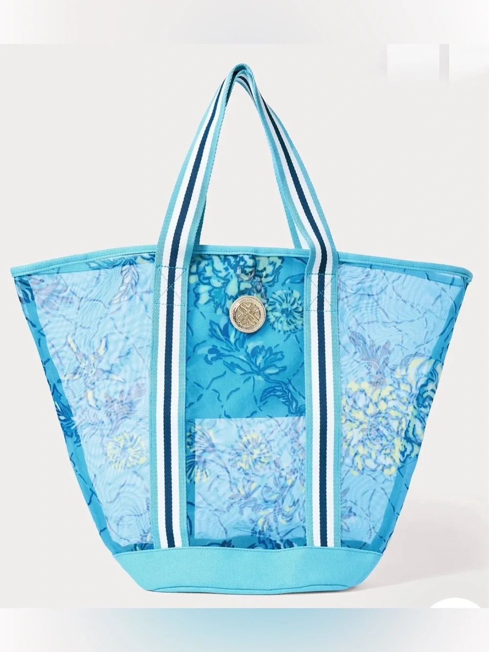 NWOT Lilly Pulitzer Blue Floral Mesh Tote Bag
